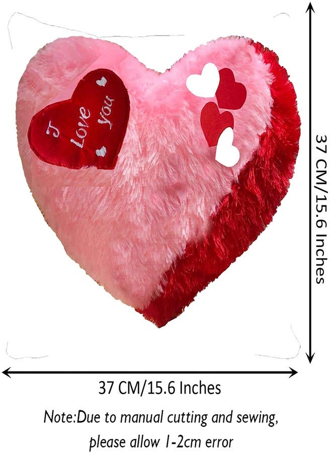 PICKKART Love Heart Shape Soft Plush Pillow, - Gift for Valentine Day Someone Special, Size : 37 cm X 30 cm (Pink) - Image 4